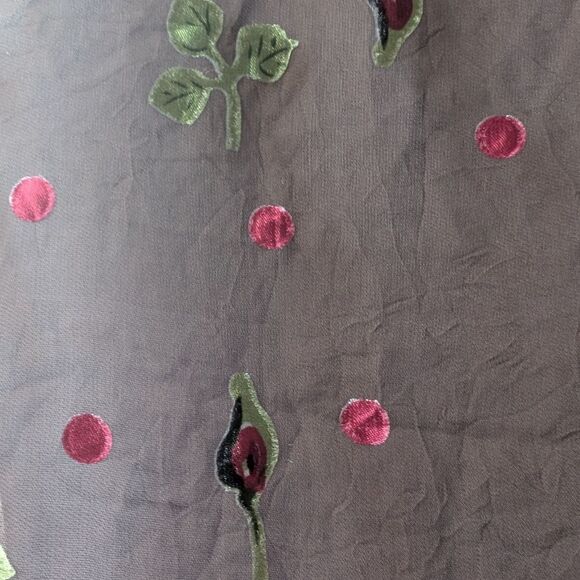 Stunning Rare Find Designer silk blend Sheer Floral Rose Mocha brown Shirt Small - Picture 16 of 17